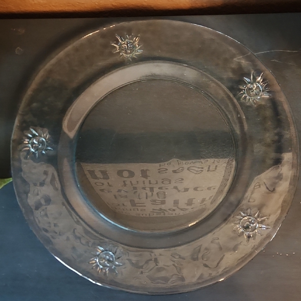 San Miguel Recycled Glass Platter with Sun Details EUC